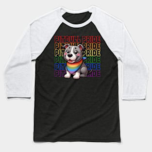 Pitbull Pride - Rainbow-Colored Cute Pitbull Baseball T-Shirt